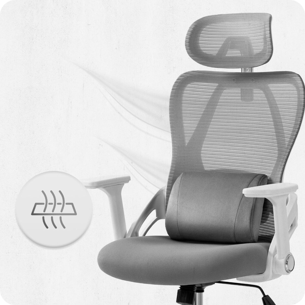 6-1 Офісне крісло CABRO C507 сіро-біла тканина - Зображення 12