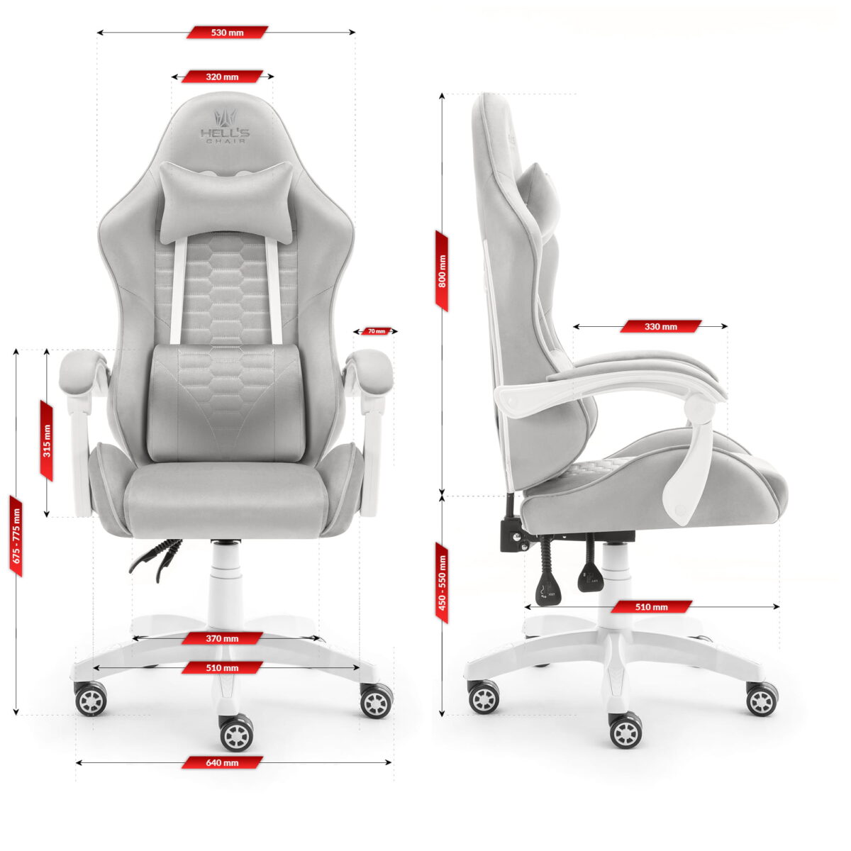 Геймерське крісло тканинне Hell's Chair HC-1000 Grey - Зображення 6