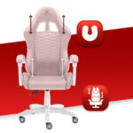 Геймерське крісло Hell's Chair HC-1000 з рожево-білої тканини - Зображення 5