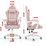 Геймерське крісло Hell's Chair HC-1000 з рожево-білої тканини - Зображення 7