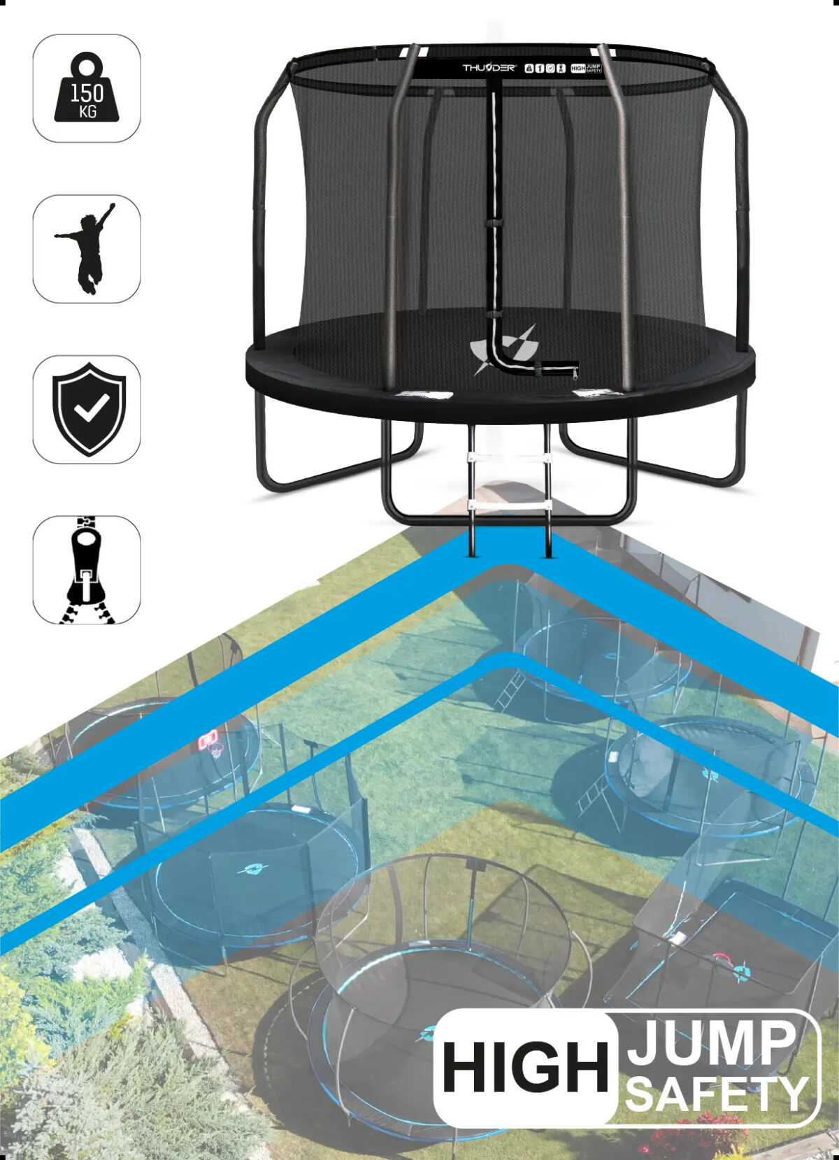 product_image_444668_614519-2 Батут THUNDER INSIDE ELITE з внутрішньою сіткою 14 футів 427 см чорний - Зображення 2