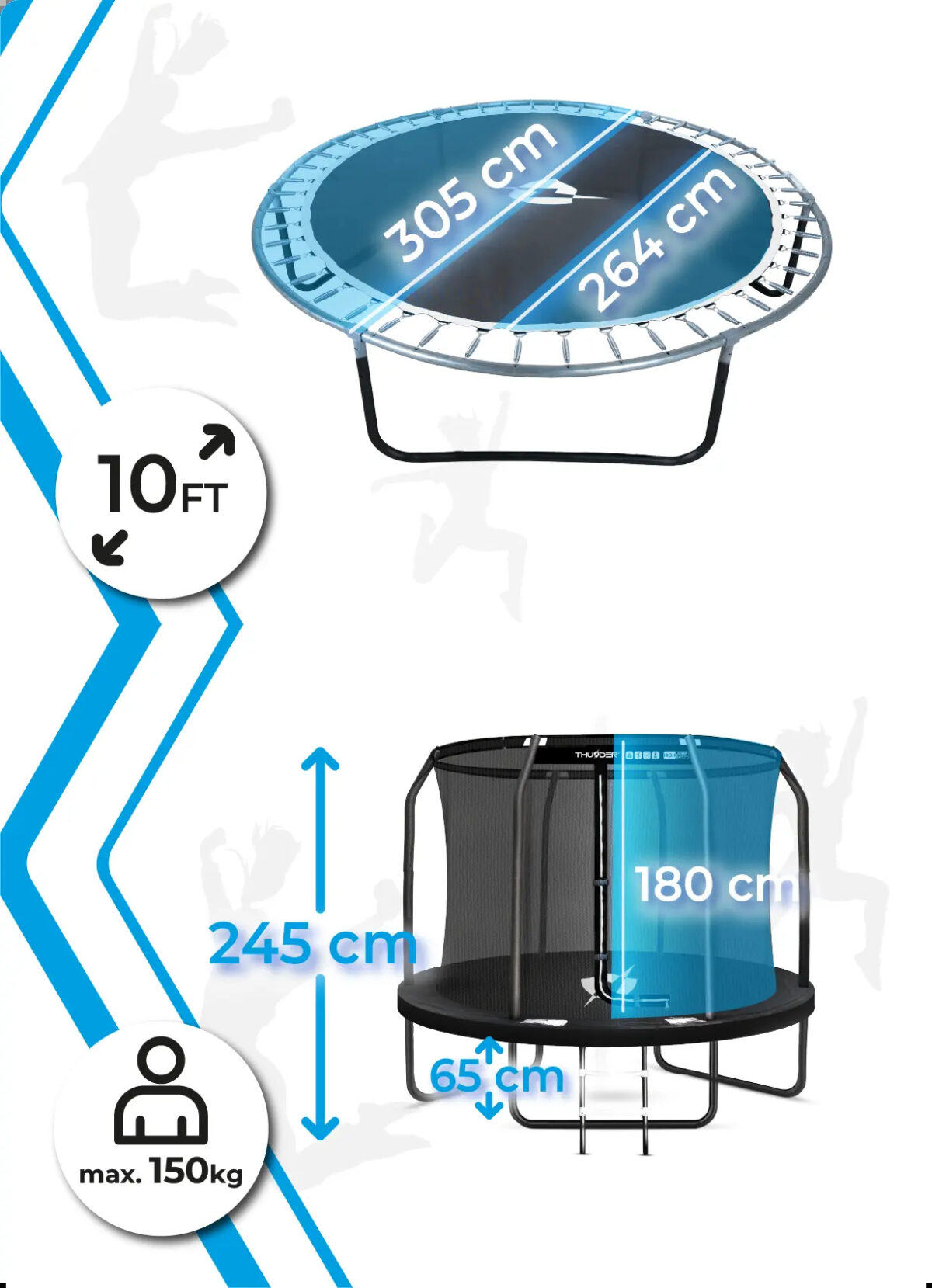 product_image_444668_614521-2 Батут THUNDER INSIDE ELITE з внутрішньою сіткою 14 футів 427 см чорний - Зображення 4