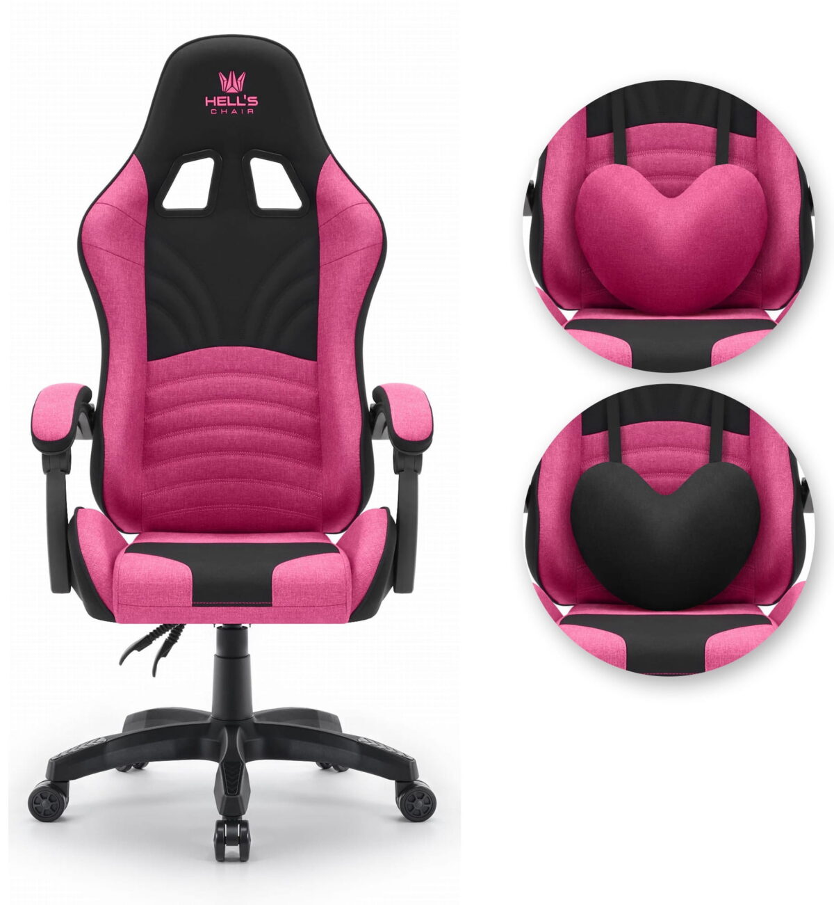 Геймерське крісло Hell's Chair Rainbow 2.0 Pink Black тканина - Зображення 6