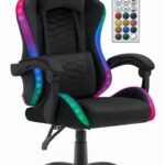 Геймерське крісло Hell's Chair HC-1000 Black LED тканинне