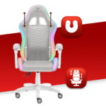 Геймерське крісло Hell's Chair HC-1000 Grey LED тканинне - Зображення 5