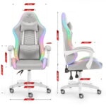 Геймерське крісло Hell's Chair HC-1000 Grey LED тканинне - Зображення 8