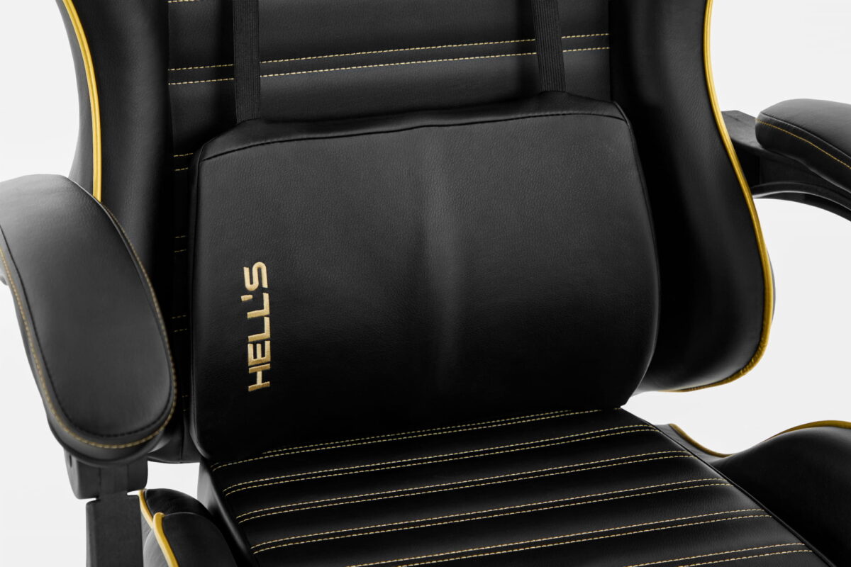 Геймерське крісло екошкіра Hell's Chair HC-1003 2.0 чорне золото - Зображення 5