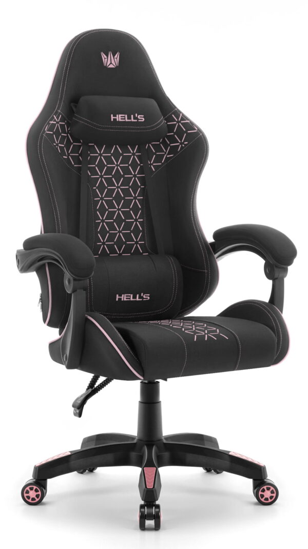 Геймерське крісло Hell's Chair HC-1008 Black Pink 2.0 тканина/сітка