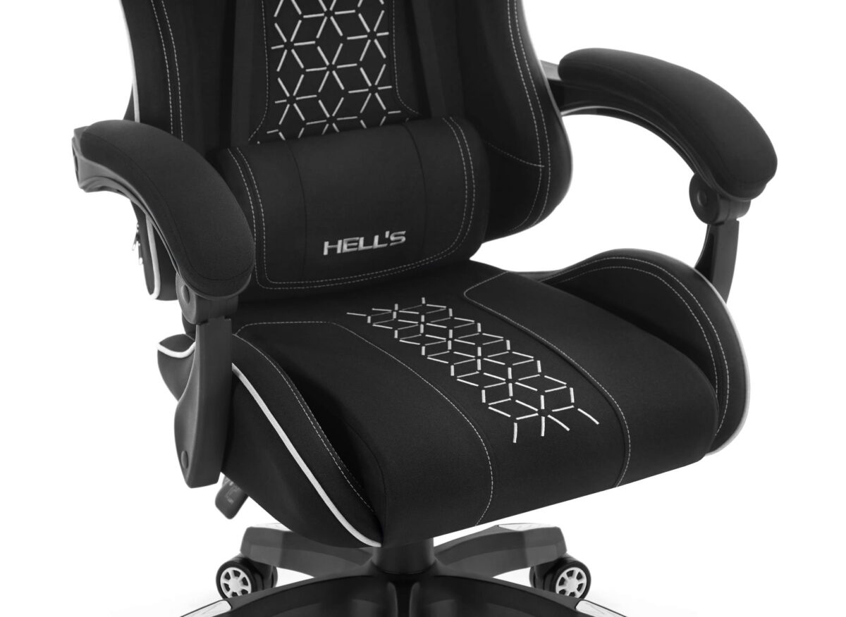 Геймерське крісло Hell's Chair HC-1008 Black White 2.0 тканина/сітка - Зображення 5