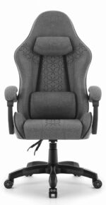 Геймерське крісло Hell's Chair HC-1008 Grey Black 2.0 тканина/сітка - Зображення 3