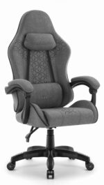 Геймерське крісло Hell's Chair HC-1008 Grey Black 2.0 тканина/сітка