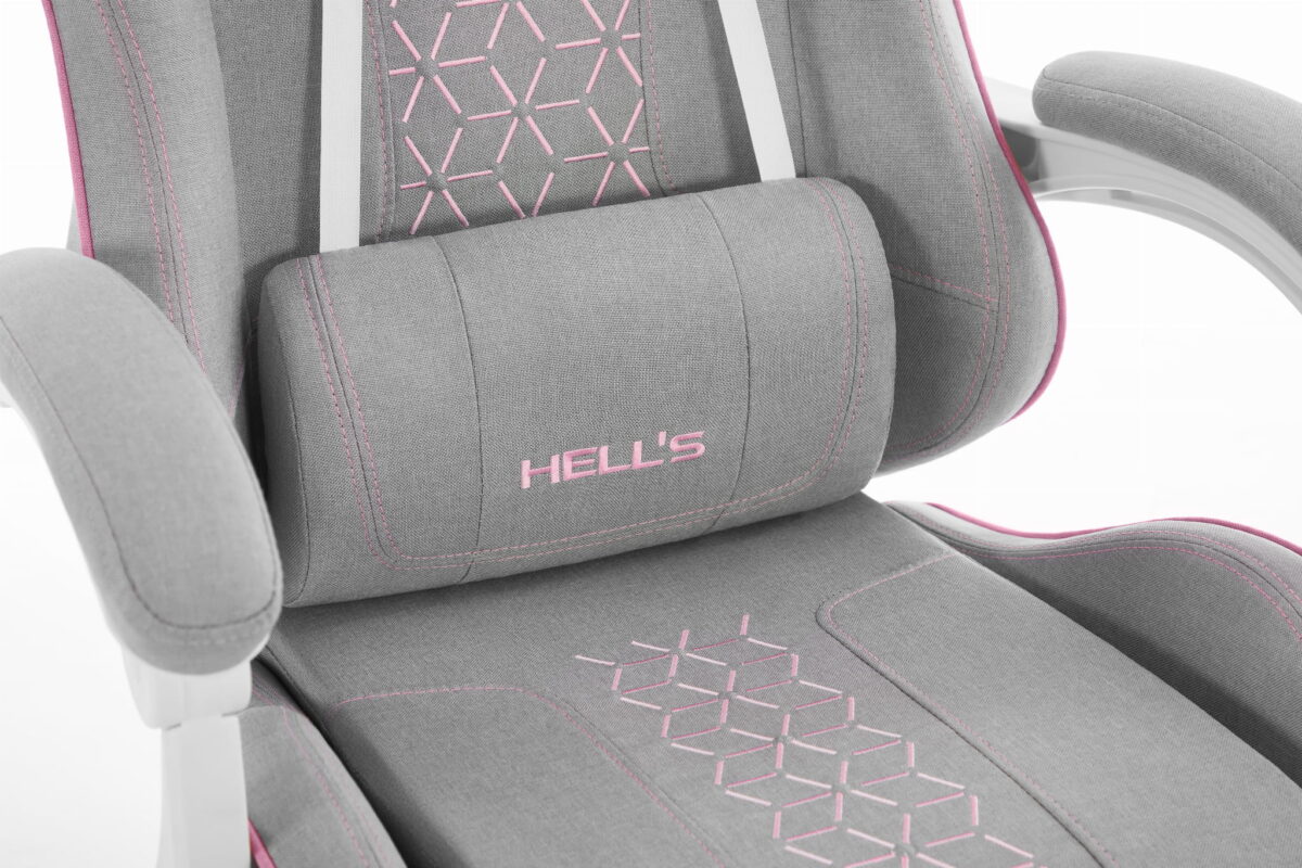 Геймерське крісло Hell's Chair HC-1008 Grey Pink 2.0 тканина/сітка - Зображення 6