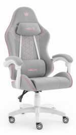 Геймерське крісло Hell's Chair HC-1008 Grey Pink 2.0 тканина/сітка