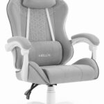 Геймерське крісло Hell's Chair HC-1008 Grey White 2.0 тканина/сітка