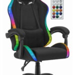 Геймерське крісло Hell's Chair HC-1012 Black LED RGB тканина