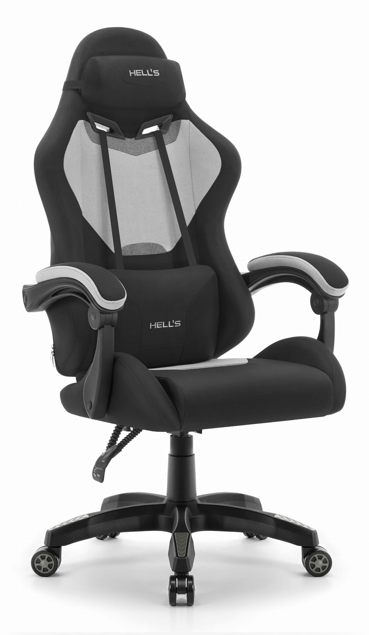 Fotel-gamingowy-Hells-Chair-HC-1012-Black-Grey-Czarny-Szary-Tkanina-6 Геймерське крісло Hell's Chair HC-1012 Black Grey тканина - Зображення 1