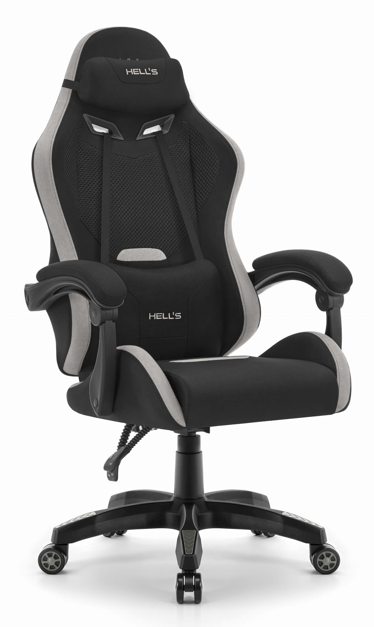 Fotel-gamingowy-Hells-Chair-HC-1012-Black-Grey-Czarny-Szary-Zamsz-4 Геймерське крісло Hell's Chair HC-1012 Black Grey тканина/замша - Зображення 1