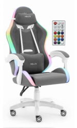 Геймерське крісло Hell's Chair HC-1012 LED RGB Grey White тканина