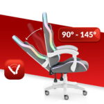 Геймерське крісло Hell's Chair HC-1012 LED RGB Grey White тканина - Зображення 9