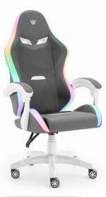 Геймерське крісло Hell's Chair HC-1012 LED RGB Grey White тканина - Зображення 2