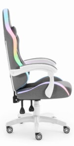 Геймерське крісло Hell's Chair HC-1012 LED RGB Grey White тканина - Зображення 4