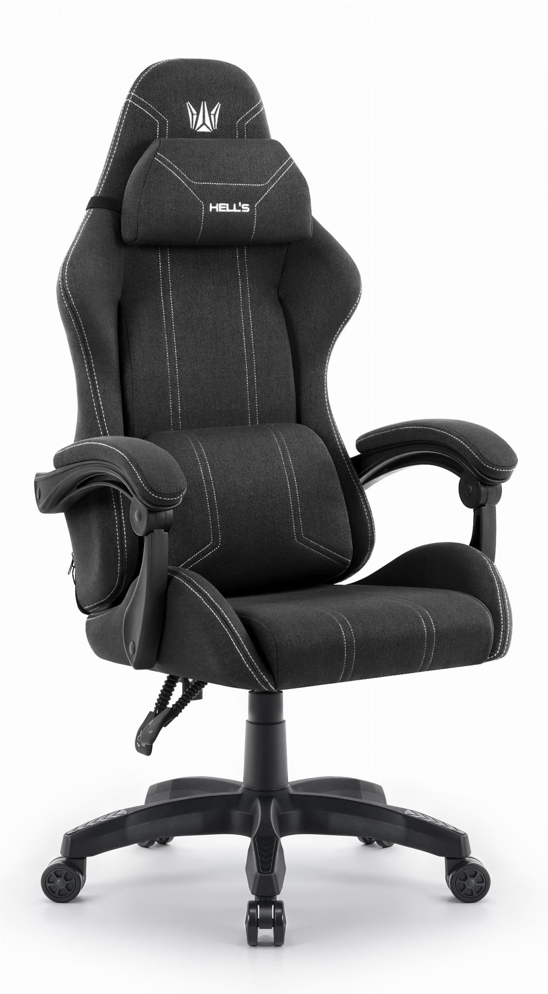 Fotel-gamingowy-Hells-Chair-HC-1014-Czarny-Bialy-Tkanina-9 Геймерське крісло Hell's Chair HC-1014 Black White тканина - Зображення 1