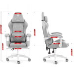 Геймерське крісло Hell's Chair HC-1014 Grey White тканина - Зображення 10