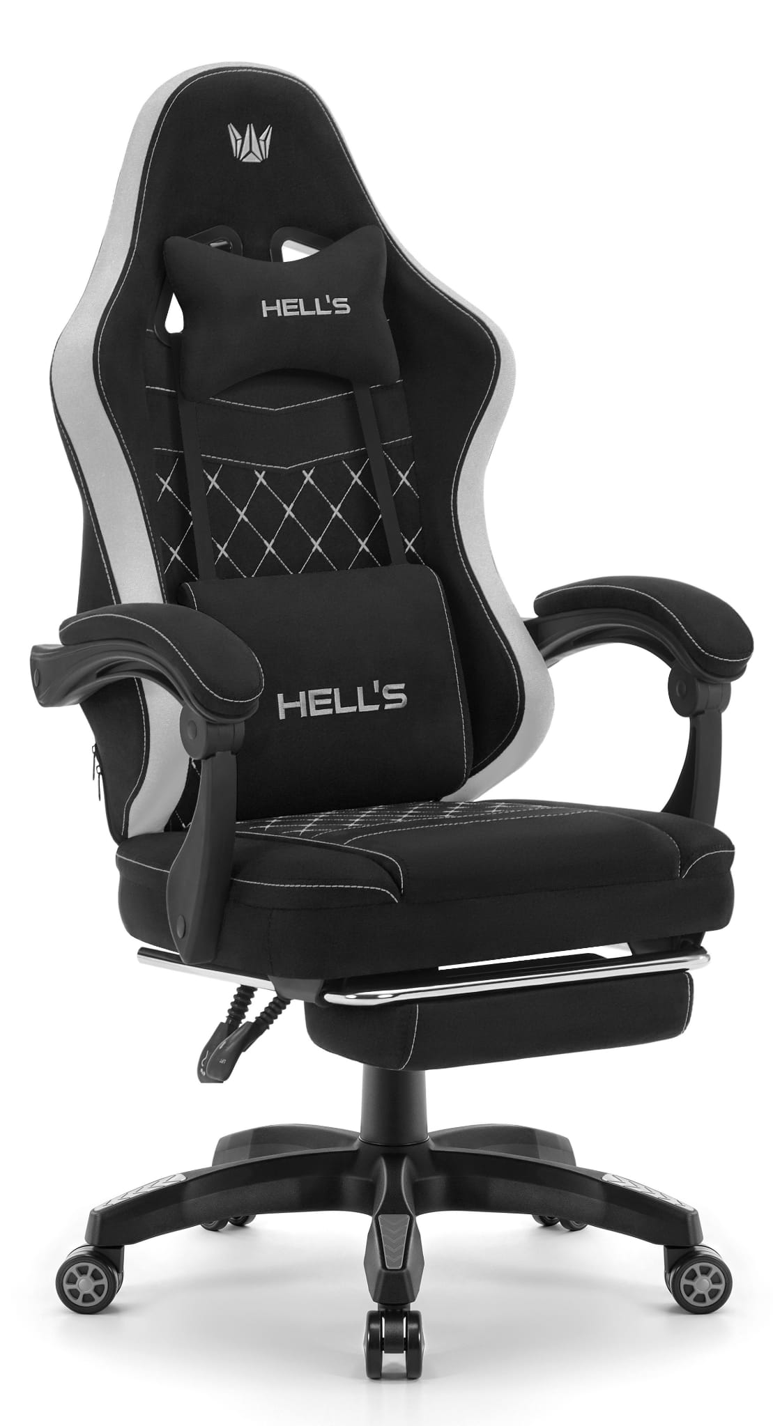 Fotel-gamingowy-Hells-Chair-HC-1015-Black-Grey-Czarny-Szary-Tkanina-28 Геймерське крісло Hell's Chair HC-1015 Black Grey тканина - Зображення 1