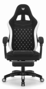 Геймерське крісло Hell's Chair HC-1015 Black White тканина - Зображення 7