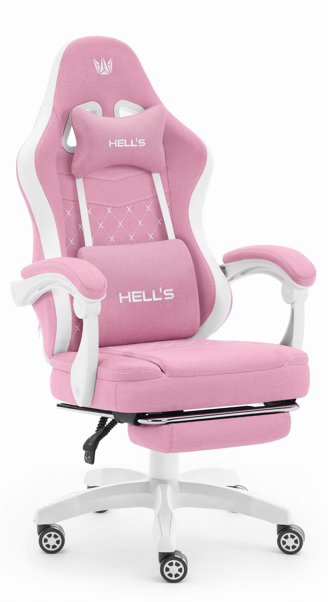 Fotel-gamingowy-Hells-Chair-HC-1015-Pink-White-Rozowy-Bialy-Tkanina-16 Геймерське крісло Hell's Chair HC-1015 Pink White тканина - Зображення 1