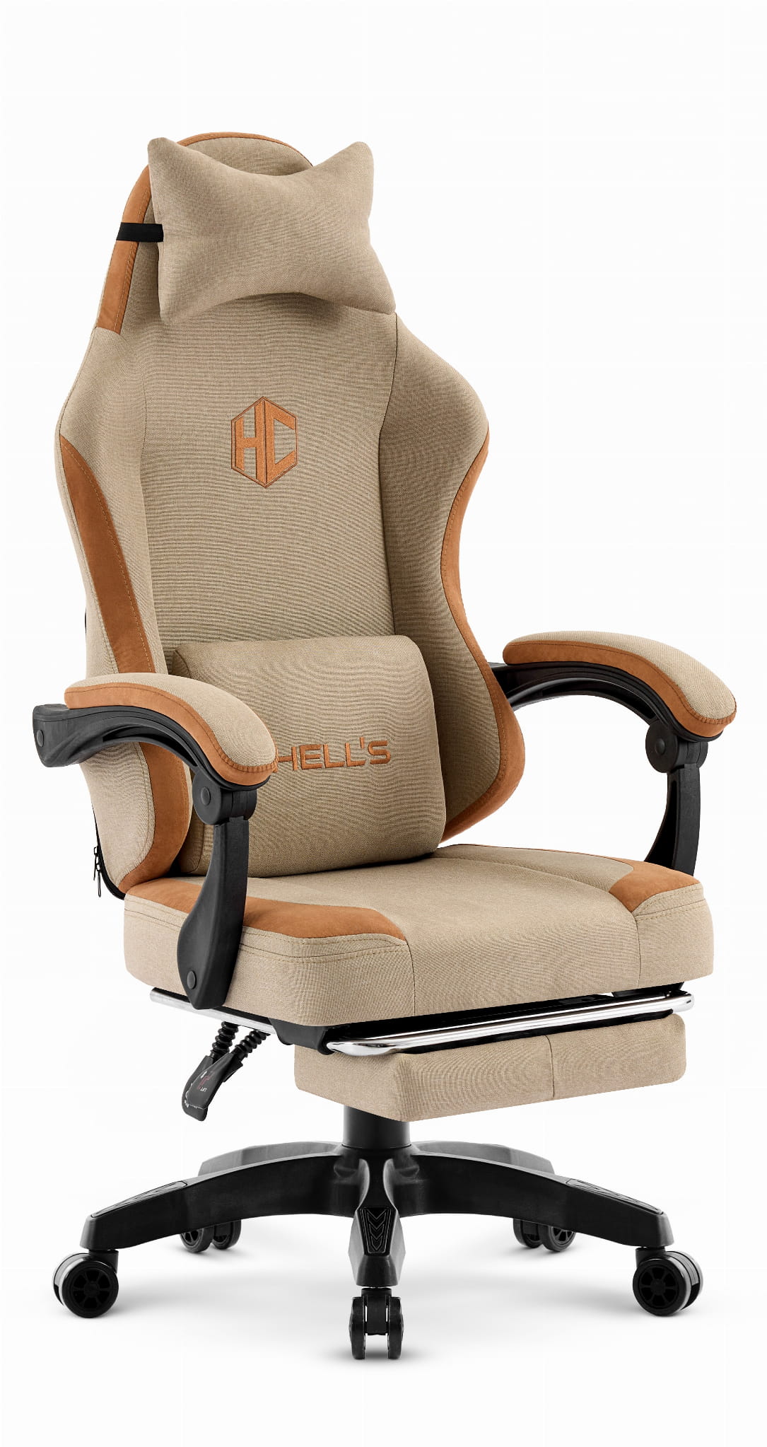 Fotel-gamingowy-Hells-Chair-HC-1016-Beige-Bezowy-Tkanina-14 Геймерське крісло Hell's Chair HC-1016 Beige тканина - Зображення 1