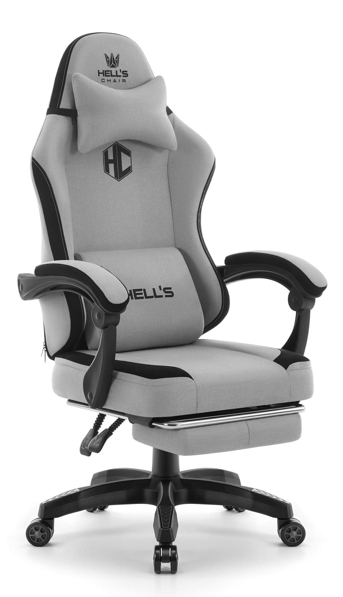 Fotel-gamingowy-Hells-Chair-HC-1016-Grey-Black-Szary-Czarny-Tkanina Геймерське крісло Hell's Chair HC-1016 Black White тканина - Зображення 1