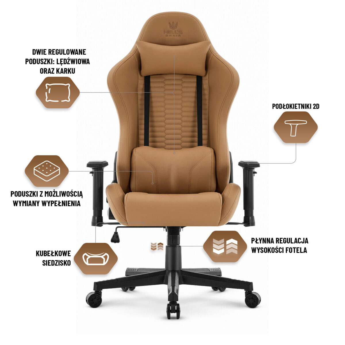 Геймерське крісло Hell's Chair HC-2000 Brown екошкіра - Зображення 8