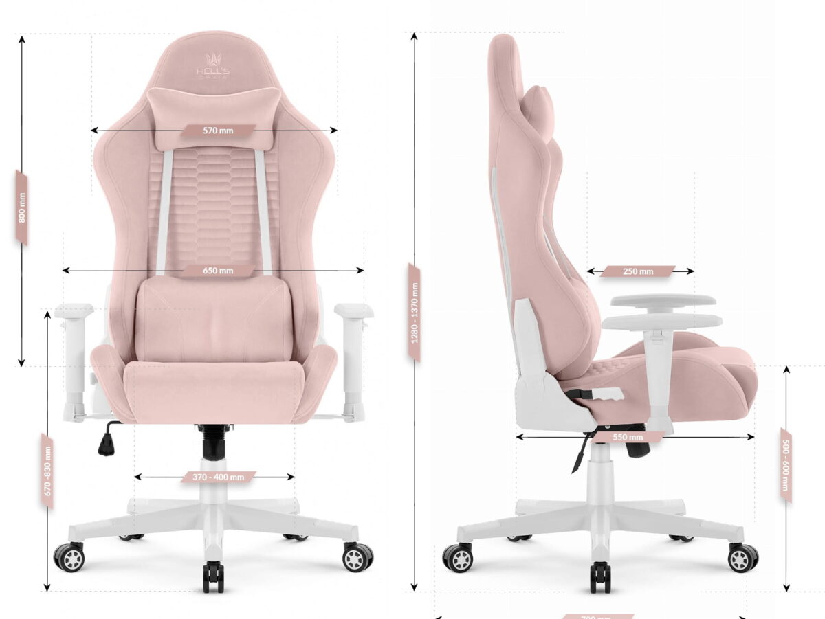 Геймерське крісло Hell's Chair HC-2000 Pink White тканина - Зображення 10