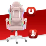 Геймерське крісло тканинне Hell's Chair HC-1000 Pink LED - Зображення 5