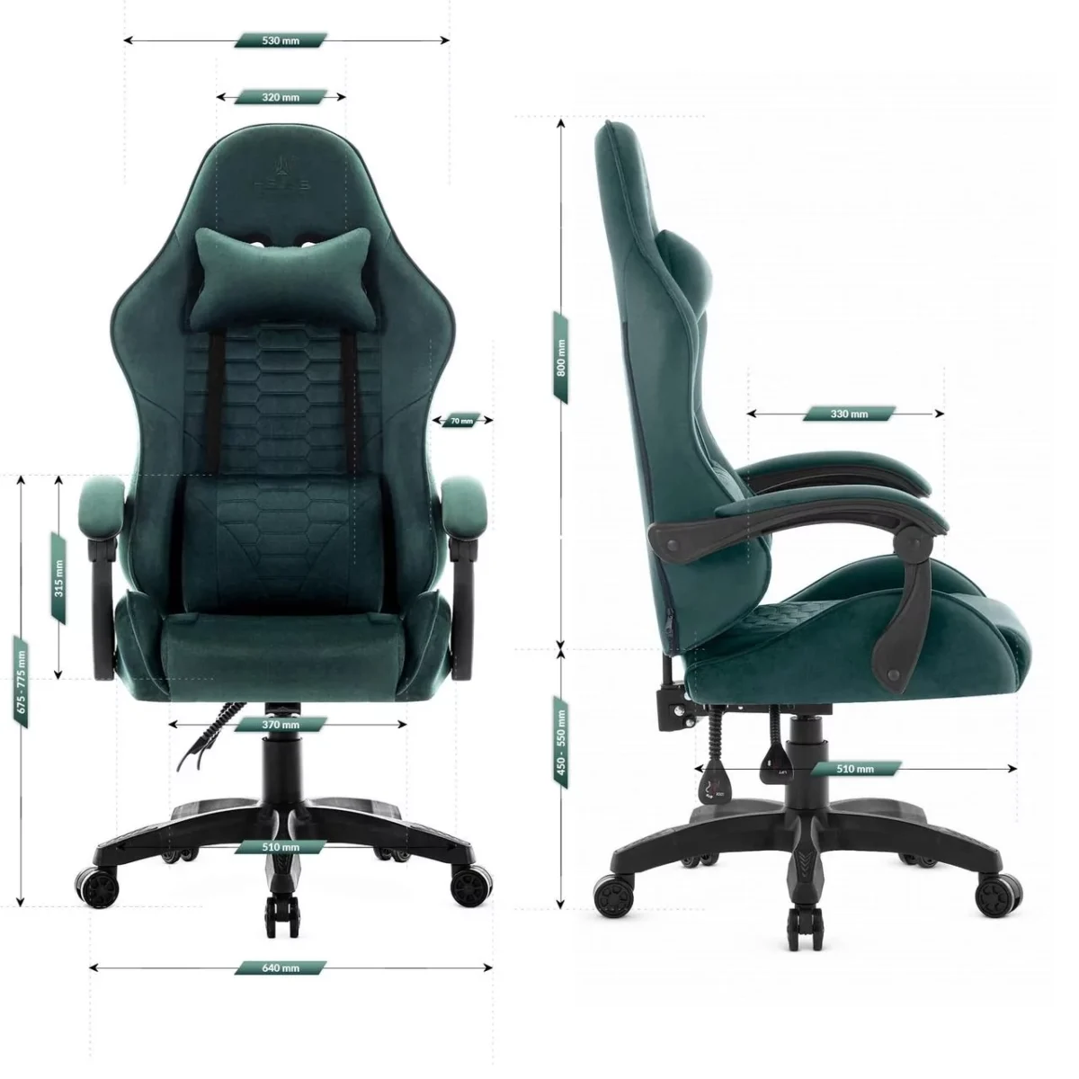 Геймерське крісло тканинне Hell's Chair HC-1000 Green - Зображення 4