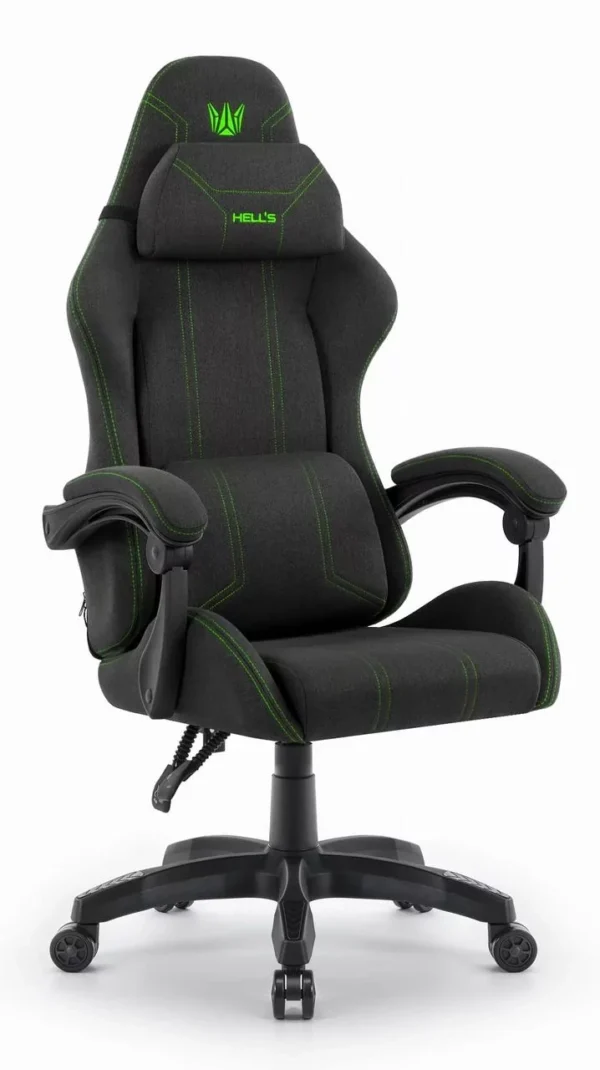 Геймерське крісло Hell's Chair HC-1014 Black Green тканина