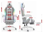 Геймерське крісло Hell's Chair HC-1039 2.0 LED RGB Grey White тканина - Зображення 2