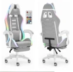 Геймерське крісло Hell's Chair HC-1039 2.0 LED RGB Grey White тканина - Зображення 3