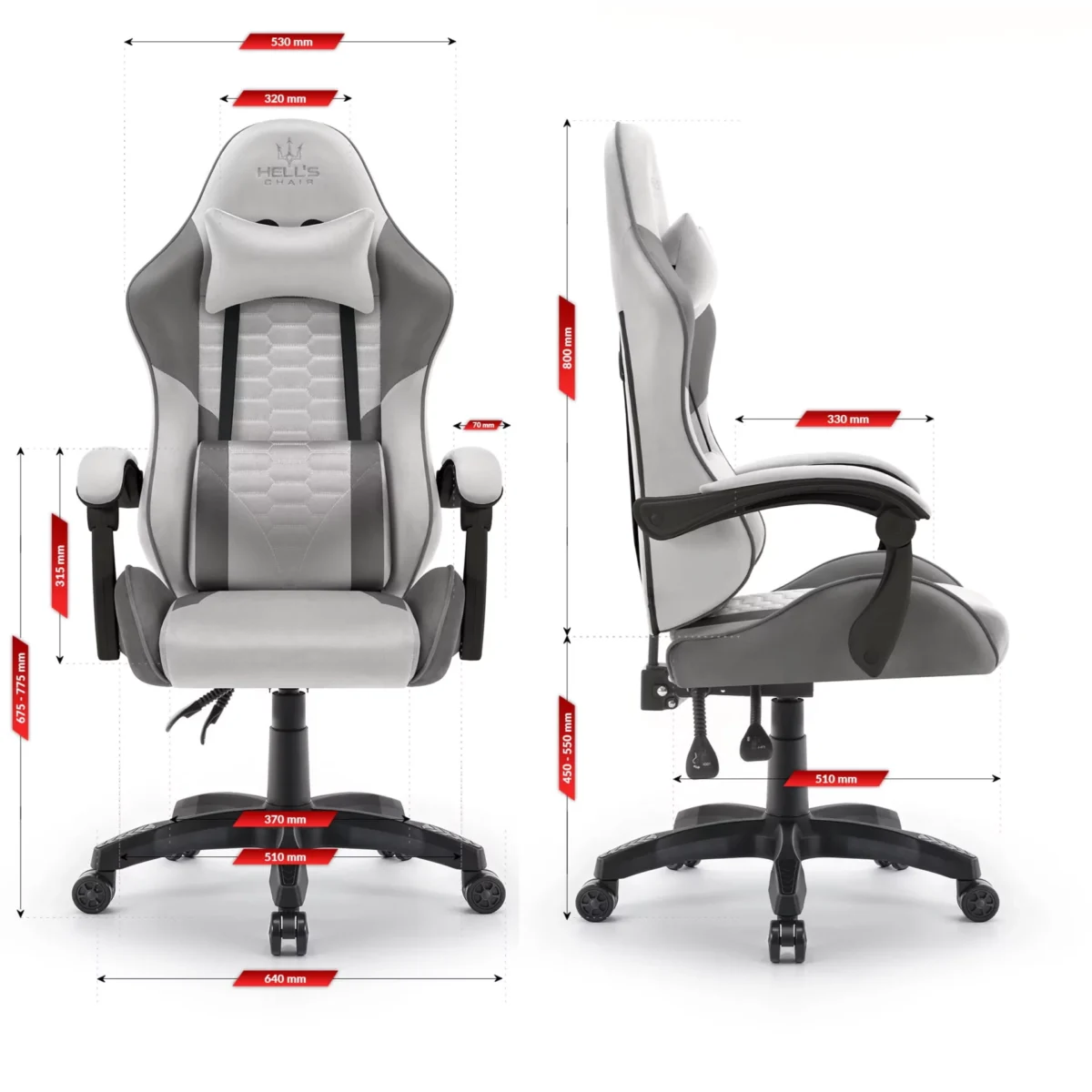 Геймерське крісло тканинне Hell's Chair HC-1000 Grey-Blaсk - Зображення 2