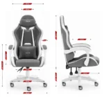 Геймерське крісло Hell's Chair HC-1012 Grey White тканина - Зображення 8