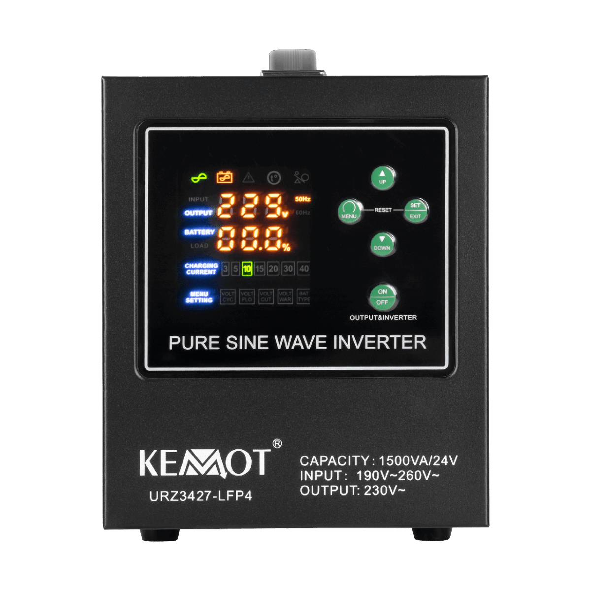 Джерело безперебійного живлення KEMOT PROsinus-1500/24-LFP4 24V 230V 1500VA/1050W (URZ3427-24-LFP4) - Зображення 3