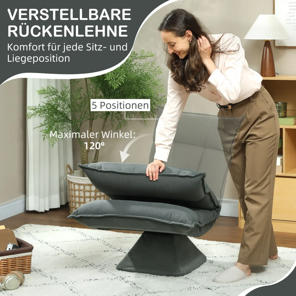 Обертове крісло Homcom сірого кольору - Зображення 3