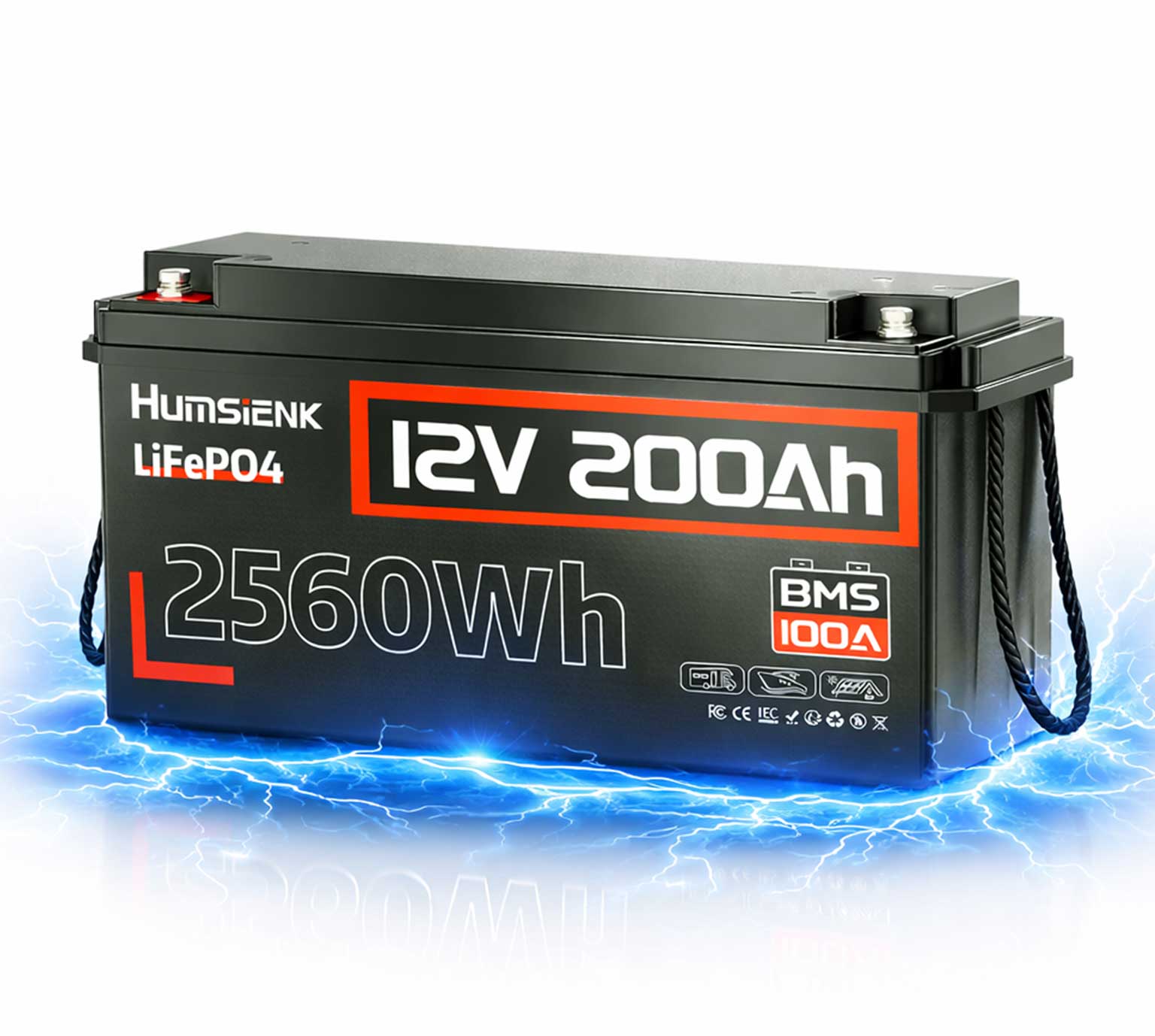 AkumH200_4 Акумулятор LiFePO4 12V 200Ah забезпечує 2560 Вт·год корисної енергії