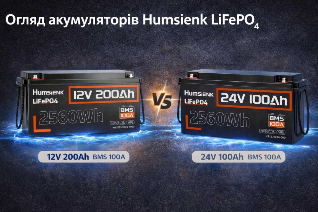 Порівняння LiFePO₄ акумуляторів Humsienk: 12V 200Ah чи 24V 100Ah — що обрати?