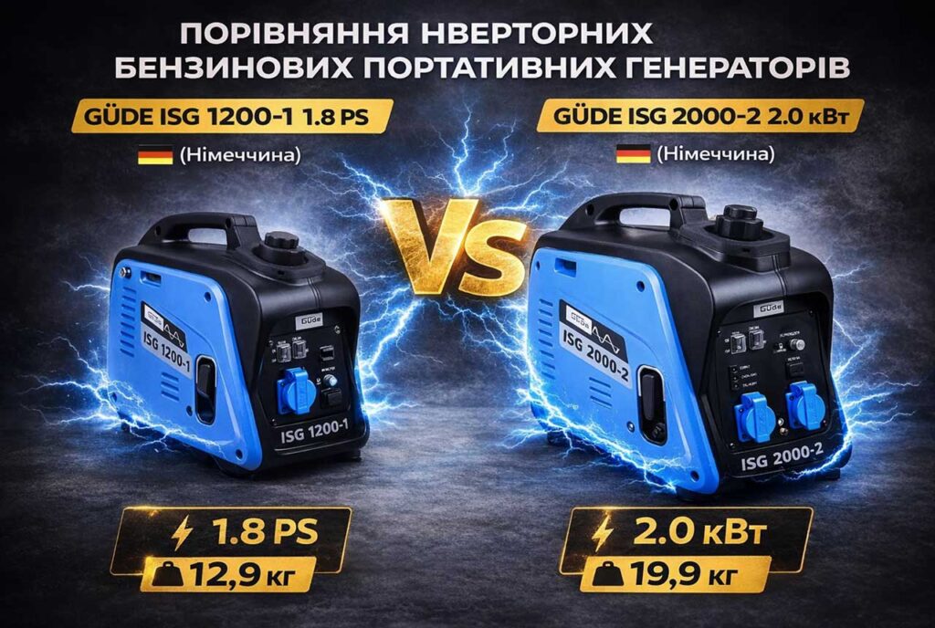 Інверторні Генератори Güde ISG 1200-1 та ISG 2000-2: Компактні, Тихі та Надійні Джерела Живлення для Дому, Дачі та Кемпінгу