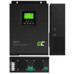 Гібридний інвертор GREEN CELL 2000VA 1000W 12V MPPT INVSOL01 Автономний гібридний інвертор GREEN CELL 2000VA 1000W 12V MPPT INVSOL01 — це сучасне рішення для стабільного електроживлення в умовах відсутності централізованої мережі. Цей сонячний інвертор ідеально підходить для кемпінгу, автодомів, дач, приватних будинків та off-grid сонячних електростанцій, забезпечуючи ефективне перетворення енергії з сонячних панелей. Що таке гібридний сонячний інвертор Green Cell MPPT Гібридний сонячний інвертор GREEN CELL 2000VA 1000W 12V MPPT INVSOL01 поєднує в одному корпусі інвертор 230В, MPPT контролер заряду та зарядний пристрій для акумуляторів. Така багатофункціональна конструкція забезпечує максимальну ефективність роботи сонячної електростанції та стабільне живлення підключених пристроїв, роблячи його ідеальним для автономних систем. Основні функції гібридного інвертора GREEN CELL Перетворення 12V DC у 230V AC з чистою синусоїдою для безпечного використання з чутливою електронікою. Інтелектуальний MPPT контролер для ефективного заряду від сонячних панелей. Зарядка акумуляторів від сонячної енергії з максимальним ККД. Автономна робота без підключення до мережі, з автоматичним виявленням частоти 50/60 Гц. MPPT контролер заряду — максимум енергії від сонця Вбудований MPPT контролер (Maximum Power Point Tracking) у гібридному інверторі GREEN CELL 2000VA 1000W 12V автоматично оптимізує роботу сонячних панелей, підвищуючи ефективність генерації енергії до 30% порівняно з PWM контролерами. Діапазон напруги MPPT від 15 до 60 В дозволяє гнучко конфігурувати сонячні панелі, а максимальний струм заряду 60 А забезпечує швидку зарядку акумуляторів. Максимальна потужність PV становить 625 Вт. Переваги гібридного інвертора GREEN CELL 2000VA 1000W 12V MPPT Чиста синусоїда для безпечного живлення чутливих пристроїв. Безперервна потужність 1000 Вт та пікова 2000 Вт для надійної роботи. Високий ККД інвертора до 93%, що економить енергію. Ідеальний для кемперів, автодомів, дач та автономних будинків. Компактні розміри 320 × 224 × 97 мм та міцний корпус вагою 7,4 кг. Гарантія виробника 1 рік для впевненості в якості. Інтуїтивне керування та моніторинг сонячного інвертора Гібридний інвертор GREEN CELL оснащений багатофункціональним LCD-дисплеєм, який відображає в реальному часі напругу, потужність, стан акумулятора та роботу MPPT контролера. Меню налаштувань дозволяє адаптувати пристрій під конкретну сонячну систему. Доступне програмне забезпечення для розширеного моніторингу та контролю параметрів через ПК або мобільні пристрої. Покращена безпека та захист в автономному інверторі Захист від перенапруги та короткого замикання. Захист акумулятора від перезаряду та глибокого розряду. Захист від зворотної полярності для безпечного підключення. Контроль робочої температури для запобігання перегріву. Моніторинг напруги сонячних панелей для оптимальної роботи. Технічні характеристики гібридного інвертора GREEN CELL 2000VA 1000W 12V MPPT Параметр Значення Бренд Green Cell Модель INVSOL01 Тип Фотоелектричний гібридний інвертор Потужність (безперервна) 1000 Вт Пікова потужність 2000 Вт Напруга акумулятора 12 В Вихідна напруга 230 В AC Форма хвилі Чиста синусоїда MPPT діапазон 15 – 60 В DC Максимальна потужність PV 625 Вт Максимальний струм заряду 60 А ККД 90 – 93% Розміри 320 × 224 × 97 мм Вага 7,4 кг Вихідна частота 50/60 Гц (автоматичне виявлення) EAN (GTIN) 5907813966484 Гарантія 1 рік Комплектація автономного сонячного інвертора Гібридний сонячний інвертор Green Cell 12V / 230V 1000W MPPT. Інструкція користувача з детальними вказівками по встановленню та експлуатації. Ідеальне рішення для автономного живлення з гібридним інвертором GREEN CELL Гібридний інвертор GREEN CELL 2000VA 1000W 12V MPPT INVSOL01 — це надійне, економічне та екологічне рішення для автономного електроживлення. Він забезпечує незалежність від мережі, ефективне використання сонячної енергії та захист обладнання, роблячи його оптимальним вибором для кемпінгу, автодомів або приватних будинків з off-grid системами.