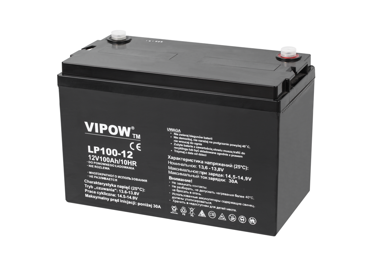 photo_741800-5 Гелевий акумулятор Vipow 12 В / 100 Ah BAT0225 - Зображення 1