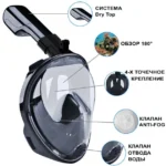 Панорамна маска для плавання FREE BREATH (L/XL) M2068G Black - Зображення 2