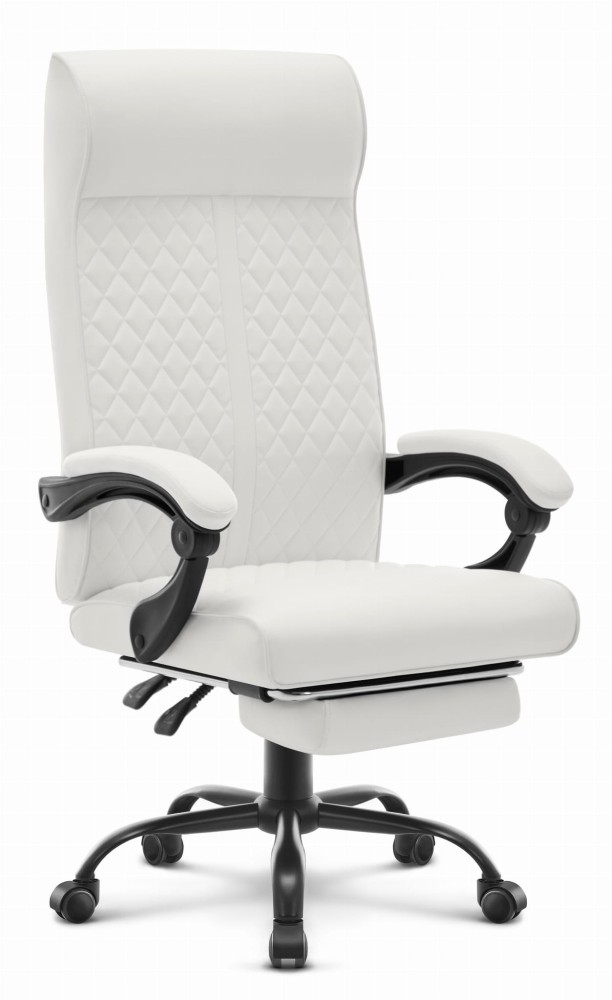 Fotel-biurowy-ergonomiczny-obrotowy-Hells-Chair-HC-1030-White Офісне крісло Hell's Chair HC-1030 біла екошкіра - Зображення 1